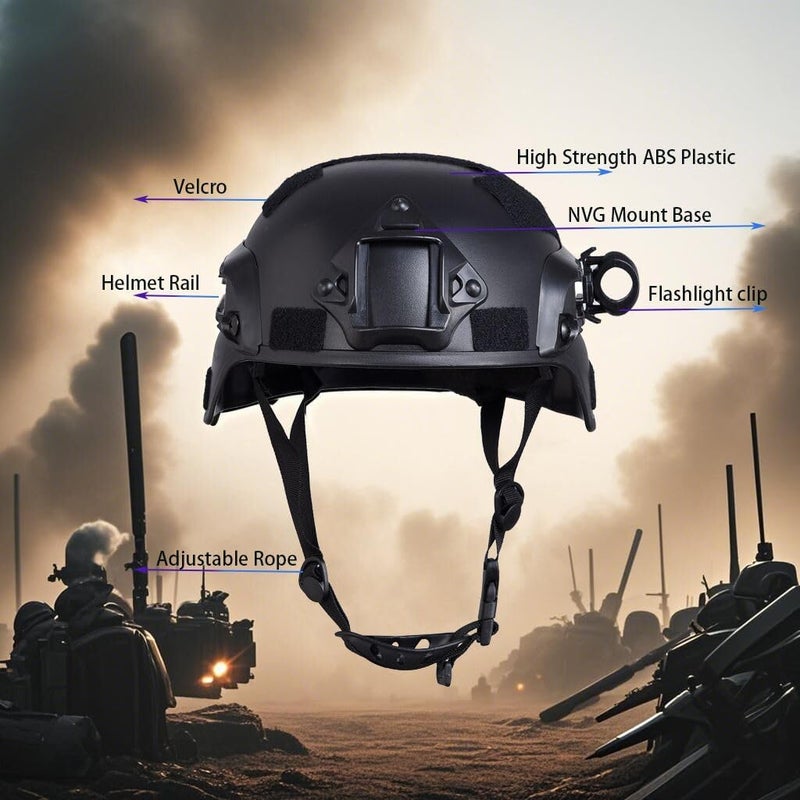 OQUQO Airsoft Tactical Helmet, Full Face Mask for Men, Paintball Helmet, NVG Mount and Side Rails, Adjustable Strap - Complete Tactical Gear for Cosplay and Movie Props - Image 3